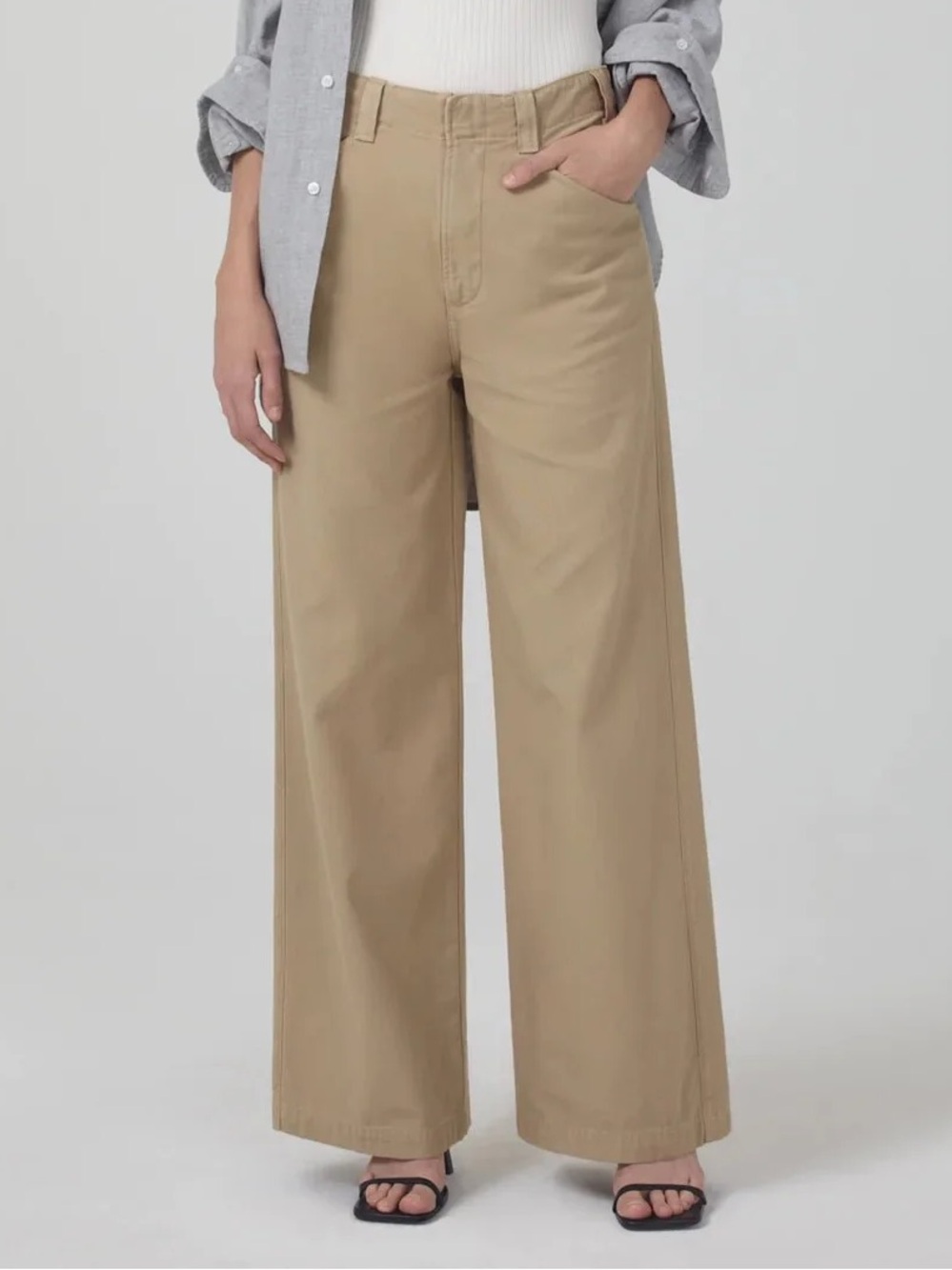 Citizens of Humanity Paloma Utility Trousers Khaki High Rise Wide Leg Size 26